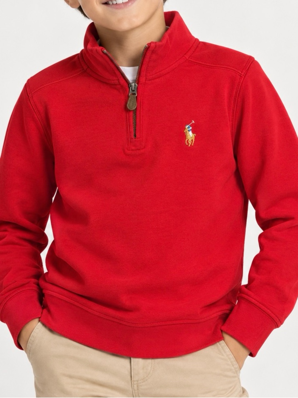 EUC Polo by Ralph Lauren Boys' Red Quarter-Zip Sweatshirt